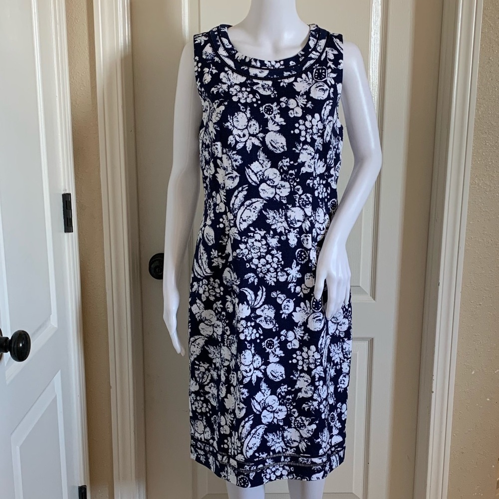 Talbots White Fruit Print Woven Lined Sheath Dress - Picture 2 of 14